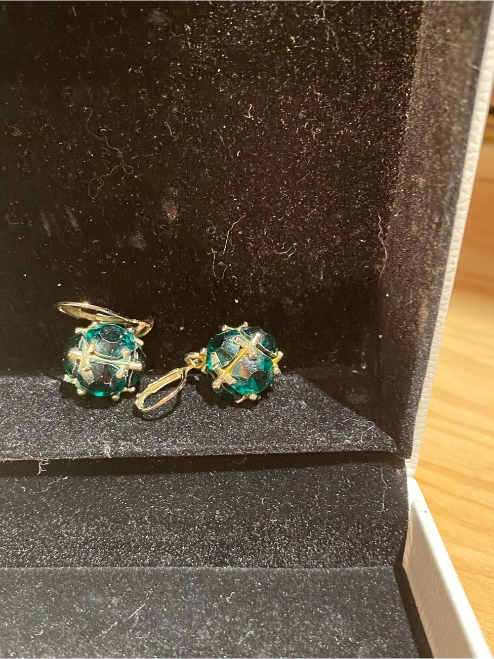 Gold-Tone Emerald Green Crystal Drop Earrings